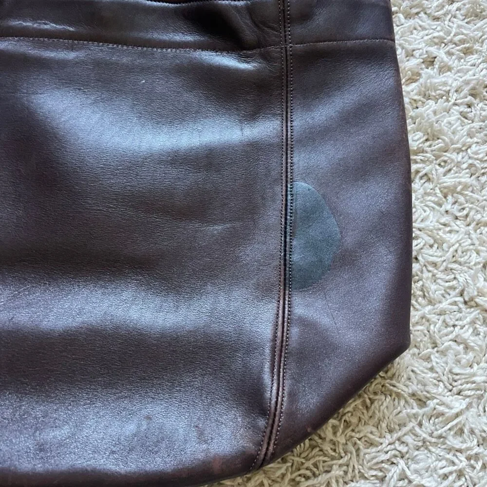 Vintage Coach Leather Shoulder Bucket Bag Purse Dark Brown Double Strap